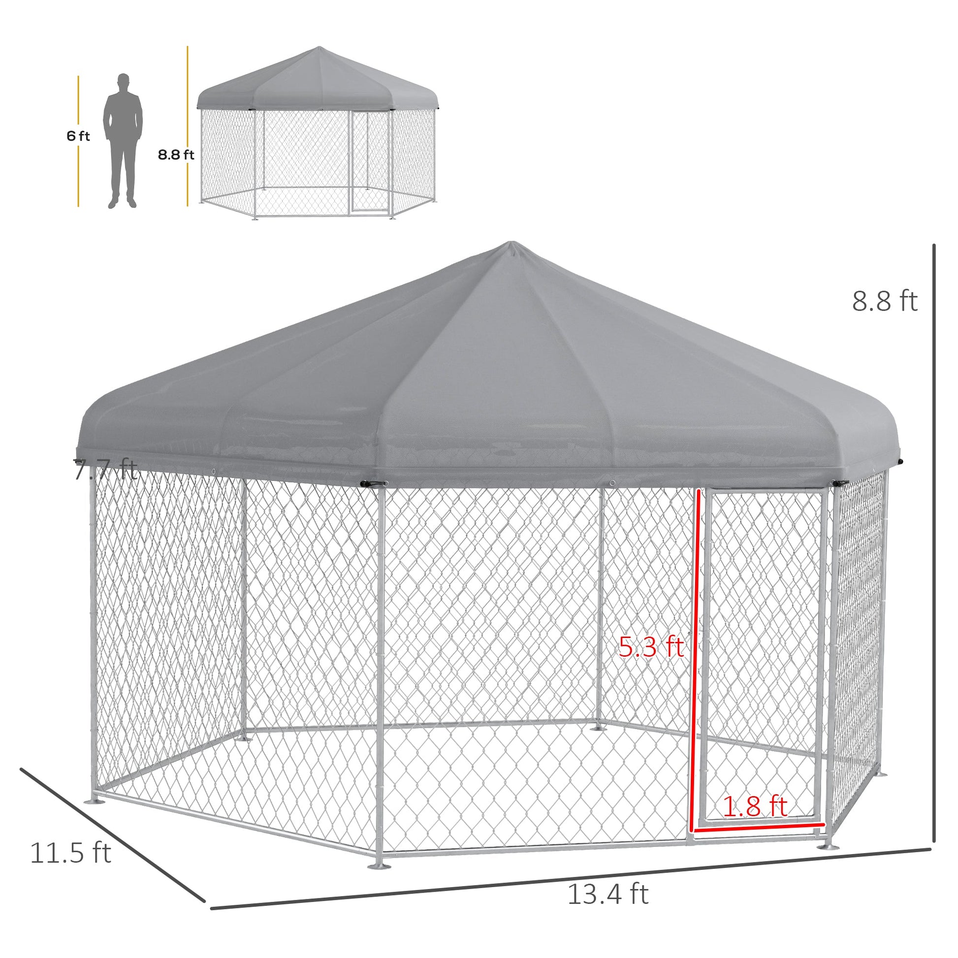 HKM-7568317 Large Dog Kennel with Waterproof Canopy and Lockable Door for Outdoor Use