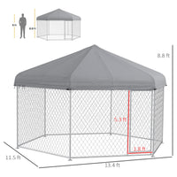 HKM-7568317 Large Dog Kennel with Waterproof Canopy and Lockable Door for Outdoor Use