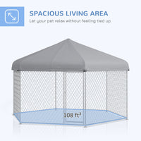 HKM-7568317 Large Dog Kennel with Waterproof Canopy and Lockable Door for Outdoor Use