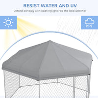 HKM-7568317 Large Dog Kennel with Waterproof Canopy and Lockable Door for Outdoor Use