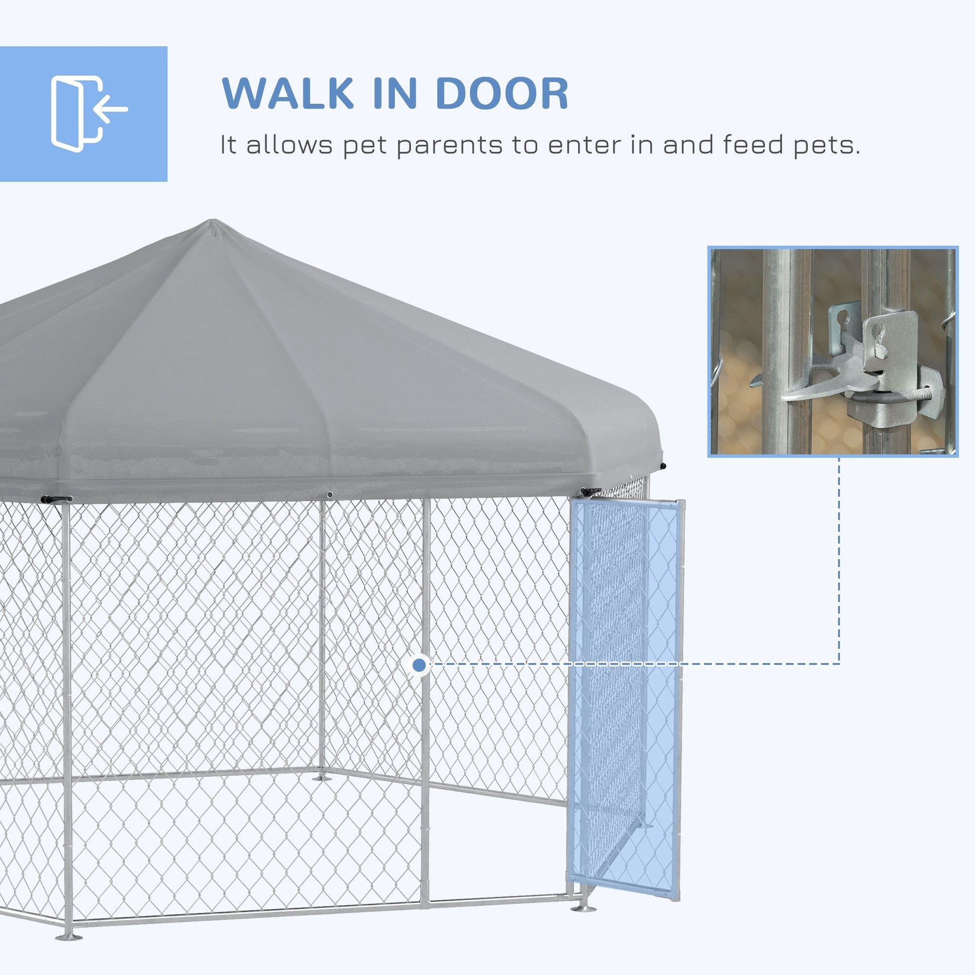 HKM-7568317 Large Dog Kennel with Waterproof Canopy and Lockable Door for Outdoor Use