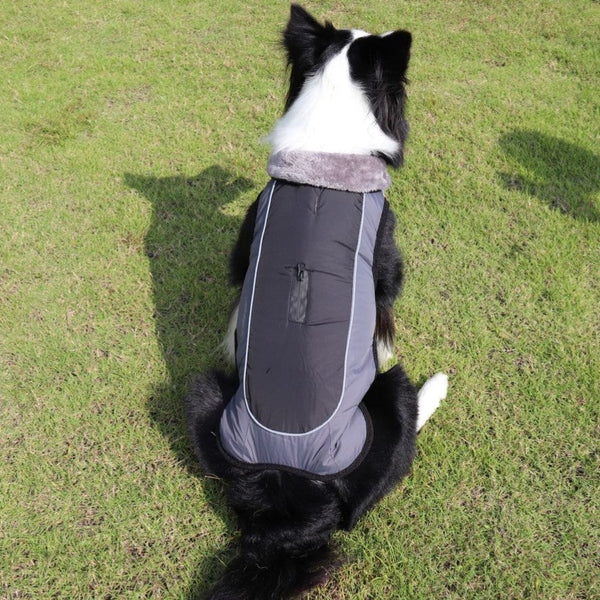 HKM-7569085 Reflective Waterproof Cotton-Padded Dog Coat with Fur Collar in Multiple Colors and Sizes