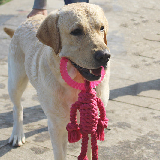 HKM-7569469 Interactive Knot Dog Toy - Hemp Rope & TPR Chewable, 45x30x4.6cm