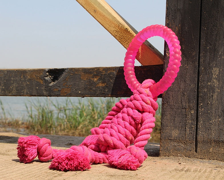 HKM-7569469 Interactive Knot Dog Toy - Hemp Rope & TPR Chewable, 45x30x4.6cm