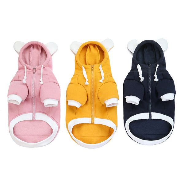 HKM-7569725 Cozy Cotton Dog Sweater in Yellow, Pink, and Blue - Warm and Comfortable for Pets
