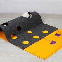 HKM-7571261 DIY Cat Play Puzzle Tunnel and Pet Mat ¨C Felt Fabric with Sound Paper, Bell & Butterfly Toys, Versatile Design for Multi-Cat Fun