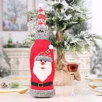 HKM-757203 Flannelette Wine Bottle Cover Set with Brim Cap for Christmas Celebrations