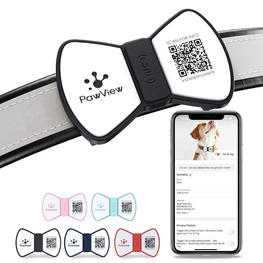 HKM-7572413 Silicone NFC Smart QR Code Pet ID Tag with Bowknot Decoration for Dogs and Cats