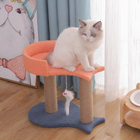 HKM-7573693 Plush Cat Jumping Platform Toy with Nest - Double Layer Diving Design