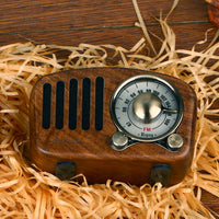 HKM-757395 Retro Wooden Bluetooth Mini Speaker - Wireless Design, 5W Output, 1100mAh Battery, USB Interface, 10m Range