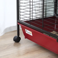 HKM-7574077 Mobile Multi-Level Small Animal Cage with Ramp and Feeder for Rabbits and Ferrets