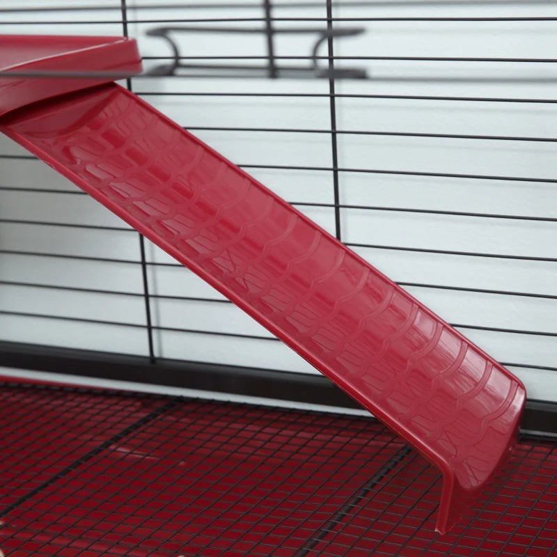 HKM-7574077 Mobile Multi-Level Small Animal Cage with Ramp and Feeder for Rabbits and Ferrets