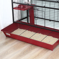 HKM-7574077 Mobile Multi-Level Small Animal Cage with Ramp and Feeder for Rabbits and Ferrets
