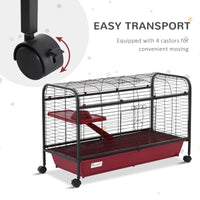 HKM-7574077 Mobile Multi-Level Small Animal Cage with Ramp and Feeder for Rabbits and Ferrets