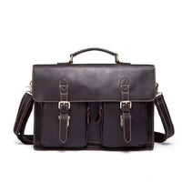 HKM-757459 Genuine Cow Leather 17 Inch Laptop Briefcase with Large Capacity for Men
