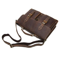 HKM-757459 Genuine Cow Leather 17 Inch Laptop Briefcase with Large Capacity for Men