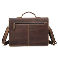 HKM-757459 Genuine Cow Leather 17 Inch Laptop Briefcase with Large Capacity for Men