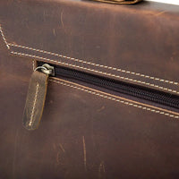 HKM-757459 Genuine Cow Leather 17 Inch Laptop Briefcase with Large Capacity for Men