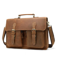 HKM-757459 Genuine Cow Leather 17 Inch Laptop Briefcase with Large Capacity for Men