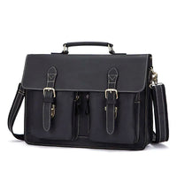 HKM-757459 Genuine Cow Leather 17 Inch Laptop Briefcase with Large Capacity for Men