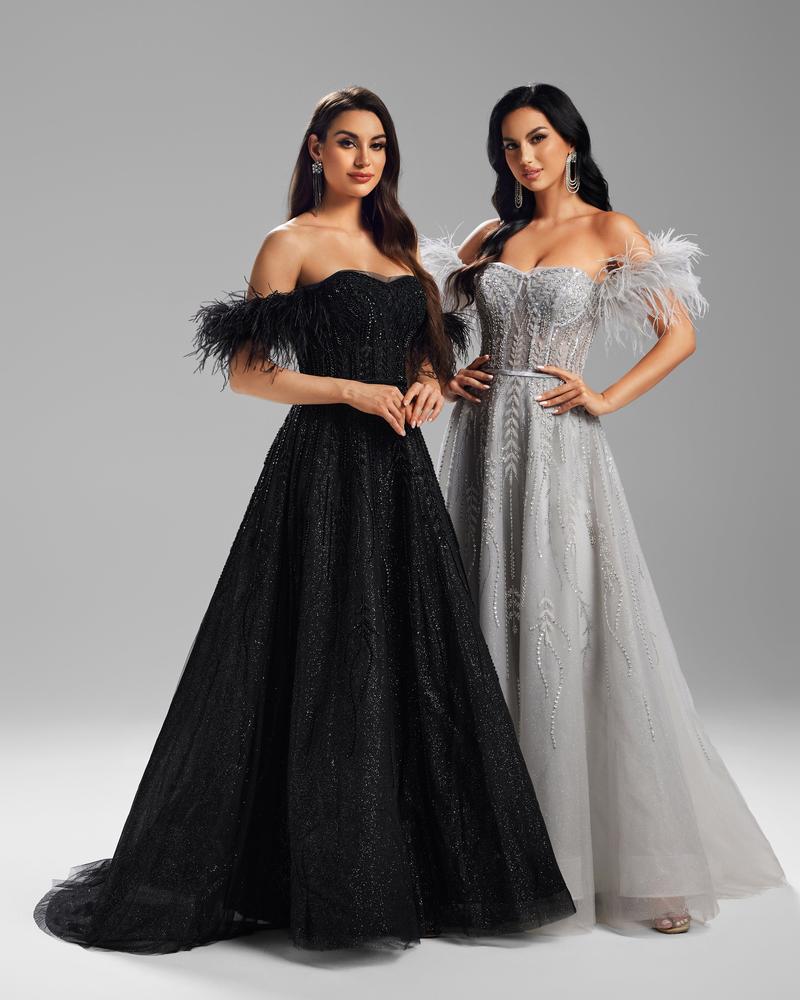 HKM-757459 Sophisticated Black Evening Gown for Women - Model EZ25008