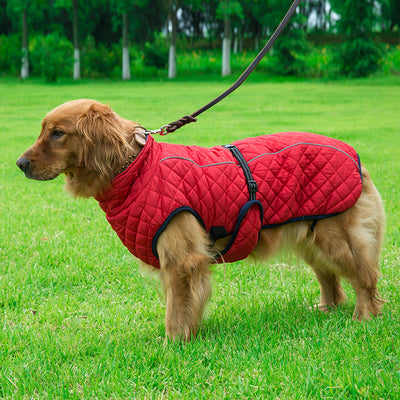HKM-7574845 Adjustable Cotton Jacket for Pets in Red and Navy Blue