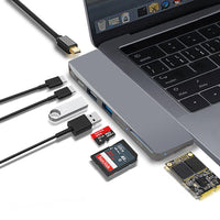 HKM-757587 8-in-1 USB 3.0 Card Reader Hub for MacBook Pro (2015-2018) with Dual USB-C, 5K Resolution, and PD 3.0 Charging