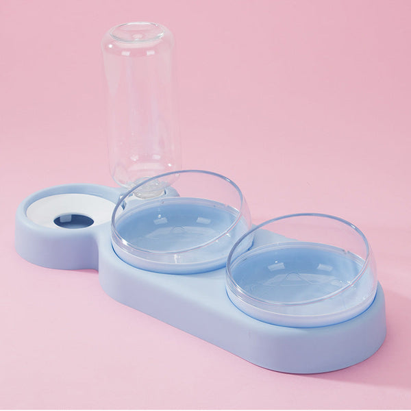 HKM-7576381 Double Bowl Automatic Pet Feeder with Water Dispenser - Rounded Design for Dogs and Cats in Multiple Colors