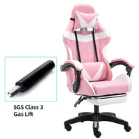 HKM-757779 Adjustable Gaming Chair in PU Leather with Nylon Base - Pink Racing Style Design