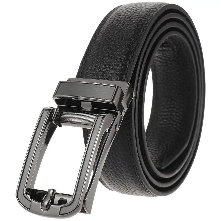 HKM-757779 Hollow Automatic Buckle Men's Cowhide Belt, Model LY33-22349-5