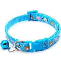 HKM-7578173 Cartoon Print Cat Collar with Bell - Adjustable 19-32cm, Lightweight, Multi-Color Options