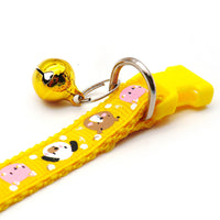 HKM-7578173 Cartoon Print Cat Collar with Bell - Adjustable 19-32cm, Lightweight, Multi-Color Options
