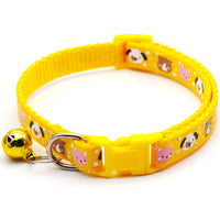 HKM-7578173 Cartoon Print Cat Collar with Bell - Adjustable 19-32cm, Lightweight, Multi-Color Options