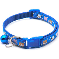 HKM-7578173 Cartoon Print Cat Collar with Bell - Adjustable 19-32cm, Lightweight, Multi-Color Options