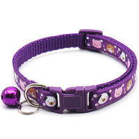 HKM-7578173 Cartoon Print Cat Collar with Bell - Adjustable 19-32cm, Lightweight, Multi-Color Options