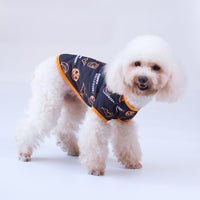 HKM-7578557 Pet Costume for Halloween - Cotton Cat Clothes in Black Bat, Magic Hat, and Pumpkin Head Designs (XS-XL)