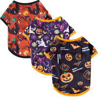 HKM-7578557 Pet Costume for Halloween - Cotton Cat Clothes in Black Bat, Magic Hat, and Pumpkin Head Designs (XS-XL)