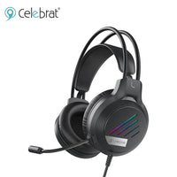 HKM-757907 RGB Wired Surround Stereo Gaming Headset with Built-in Microphone and LED Display for PC and Mobile Use