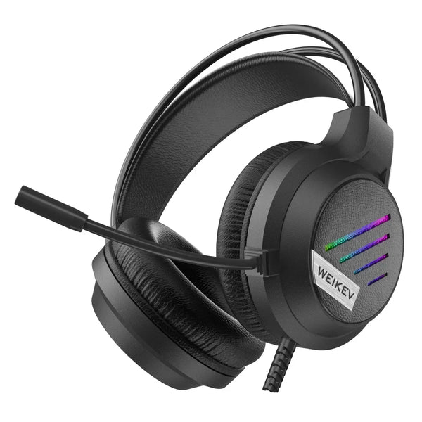 HKM-757907 RGB Wired Surround Stereo Gaming Headset with Built-in Microphone and LED Display for PC and Mobile Use