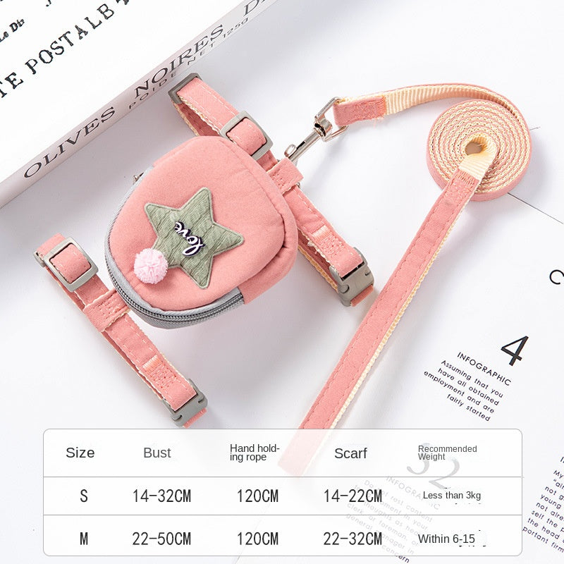 HKM-7579965 Stylish Polyester Dog Leash and Vest Harness Set in Multiple Star Colors