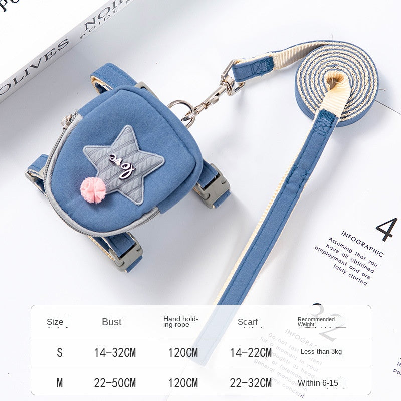 HKM-7579965 Stylish Polyester Dog Leash and Vest Harness Set in Multiple Star Colors