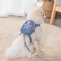 HKM-7579965 Stylish Polyester Dog Leash and Vest Harness Set in Multiple Star Colors