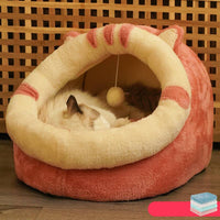 HKM-7580221 Cozy Semi-Enclosed Polar Fleece Cat Nest for Deep Sleep - Available in S, M, L Sizes
