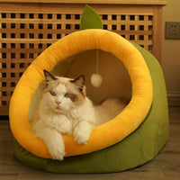 HKM-7580221 Cozy Semi-Enclosed Polar Fleece Cat Nest for Deep Sleep - Available in S, M, L Sizes