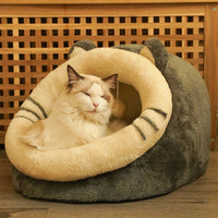 HKM-7580221 Cozy Semi-Enclosed Polar Fleece Cat Nest for Deep Sleep - Available in S, M, L Sizes