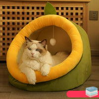 HKM-7580221 Cozy Semi-Enclosed Polar Fleece Cat Nest for Deep Sleep - Available in S, M, L Sizes