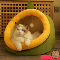 HKM-7580221 Cozy Semi-Enclosed Polar Fleece Cat Nest for Deep Sleep - Available in S, M, L Sizes