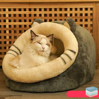 HKM-7580221 Cozy Semi-Enclosed Polar Fleece Cat Nest for Deep Sleep - Available in S, M, L Sizes