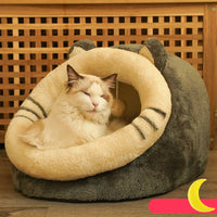 HKM-7580221 Cozy Semi-Enclosed Polar Fleece Cat Nest for Deep Sleep - Available in S, M, L Sizes