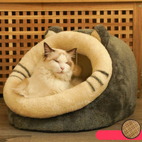 HKM-7580221 Cozy Semi-Enclosed Polar Fleece Cat Nest for Deep Sleep - Available in S, M, L Sizes